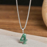 Buddha Stones Natural 0-9 Angel Numbers Jade Titanium Steel Chain Prosperity Necklace Pendant