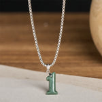 Buddha Stones Natural 0-9 Angel Numbers Jade Titanium Steel Chain Prosperity Necklace Pendant