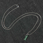 Buddha Stones Natural 0-9 Angel Numbers Jade Titanium Steel Chain Prosperity Necklace Pendant