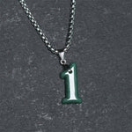 Buddha Stones Natural 0-9 Angel Numbers Jade Titanium Steel Chain Prosperity Necklace Pendant