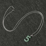 Buddha Stones Natural 0-9 Angel Numbers Jade Titanium Steel Chain Prosperity Necklace Pendant