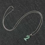 Buddha Stones Natural 0-9 Angel Numbers Jade Titanium Steel Chain Prosperity Necklace Pendant