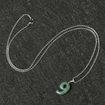 Buddha Stones Natural 0-9 Angel Numbers Jade Titanium Steel Chain Prosperity Necklace Pendant