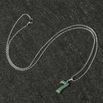 Buddha Stones Natural 0-9 Angel Numbers Jade Titanium Steel Chain Prosperity Necklace Pendant