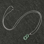 Buddha Stones Natural 0-9 Angel Numbers Jade Titanium Steel Chain Prosperity Necklace Pendant