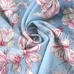 Buddha Stones Pure Cotton Romantic Pink Floral Pattern Women's Elastic Waist Pants With Pockets