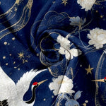 Buddha Stones Pure Cotton Elegant Crane Floral Pattern Women's Elastic Waist Pants With Pockets