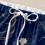 Buddha Stones Pure Cotton Elegant Crane Floral Pattern Women's Elastic Waist Pants With Pockets