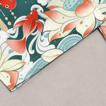 Buddha Stones Pure Cotton Lotus Red Koi Fish Pattern Women's Elastic Waist Pants With Pockets