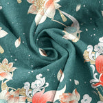 Buddha Stones Pure Cotton Lotus Red Koi Fish Pattern Women's Elastic Waist Pants With Pockets