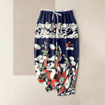 Buddha Stones Pure Cotton Bohemian Floral Cloud Pattern Women's Elastic Waist Pants With Pockets