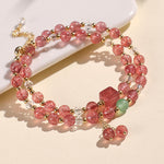 Buddha Stones Natural Strawberry Quartz Double Wrap Crystal Healing Bracelet