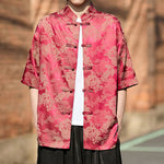 Buddha Stones Summer Tang Style Frog Button Animal Patterns Men's Short Sleeve Shirts