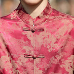 Buddha Stones Summer Tang Style Frog Button Animal Patterns Men's Short Sleeve Shirts