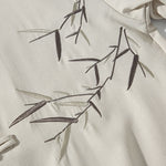 Buddha Stones Summer Tang Style Mandarin Collar Frog Button Bamboo Embroidery Men's Short Sleeve Shirts