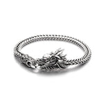 Buddha Stones Copper Dragon Strength Silver Tone Retro Braided Bracelet
