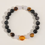Buddha Stones Natural Crystals Silver Sheen Obsidian Chinese Zodiac Protection Bracelet
