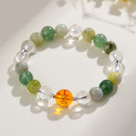Buddha Stones Natural Crystals Silver Sheen Obsidian Chinese Zodiac Protection Bracelet