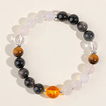 Buddha Stones Natural Crystals Silver Sheen Obsidian Chinese Zodiac Protection Bracelet