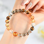 Buddha Stones Natural Crystals Silver Sheen Obsidian Chinese Zodiac Protection Bracelet