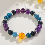 Buddha Stones Natural Crystals Silver Sheen Obsidian Chinese Zodiac Protection Bracelet