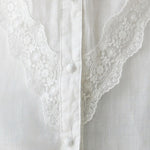 Buddha Stones Summer Solid V-Neck Lace-trimmed Women's Elbow-Length Sleeve Shirts