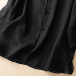 Buddha Stones Summer Solid Mandarin Collar Women's Three-Quarter Sleeve Shirts