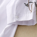 Buddha Stones Spring Summer Boho Embroidery Floral Women's Short Sleeve Shirt