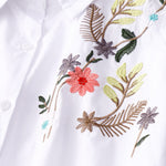 Buddha Stones Spring Summer Boho Embroidery Floral Women's Short Sleeve Shirt
