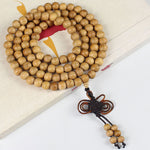 Buddha Stones Peach Wood Wealth Hand Polished Knotted 108 Bead Mala