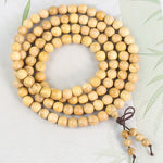 Buddha Stones Peach Wood Wealth Hand Polished Knotted 108 Bead Mala