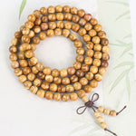 Buddha Stones Peach Wood Wealth Hand Polished Knotted 108 Bead Mala