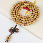 Buddha Stones Peach Wood Wealth Hand Polished Knotted 108 Bead Mala