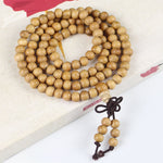 Buddha Stones Peach Wood Wealth Hand Polished Knotted 108 Bead Mala