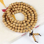 Buddha Stones Peach Wood Wealth Hand Polished Knotted 108 Bead Mala