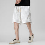 Buddha Stones Summer Drawstring Dragon Frog Button Side Men's Shorts With Pockets