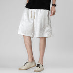 Buddha Stones Summer Drawstring Dragon Frog Button Side Men's Shorts With Pockets