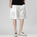 Buddha Stones Summer Drawstring Dragon Frog Button Side Men's Shorts With Pockets