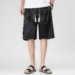 Buddha Stones Summer Drawstring Dragon Frog Button Side Men's Shorts With Pockets