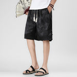 Buddha Stones Summer Drawstring Dragon Frog Button Side Men's Shorts With Pockets