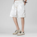 Buddha Stones Summer Drawstring Dragon Frog Button Side Men's Shorts With Pockets