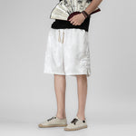 Buddha Stones Summer Drawstring Dragon Frog Button Side Men's Shorts With Pockets