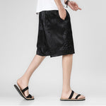 Buddha Stones Summer Drawstring Dragon Frog Button Side Men's Shorts With Pockets