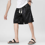 Buddha Stones Summer Drawstring Dragon Frog Button Side Men's Shorts With Pockets