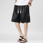 Buddha Stones Summer Drawstring Dragon Frog Button Side Men's Shorts With Pockets