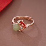 Buddha Stones Copper Koi Fish Success Pearl Inspired Adjustable Open Ring