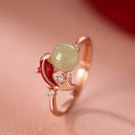 Buddha Stones Copper Koi Fish Success Pearl Inspired Adjustable Open Ring