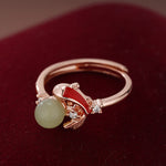 Buddha Stones Copper Koi Fish Success Pearl Inspired Adjustable Open Ring