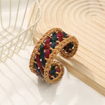 Buddha Stones Natural Rattan Hand-Woven Bohemian Wide Round Cuff Bracelet