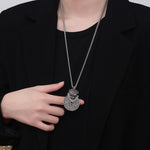 Buddha Stones Copper PiXiu Chinese Coin Wealth Enamel Vintage Necklace